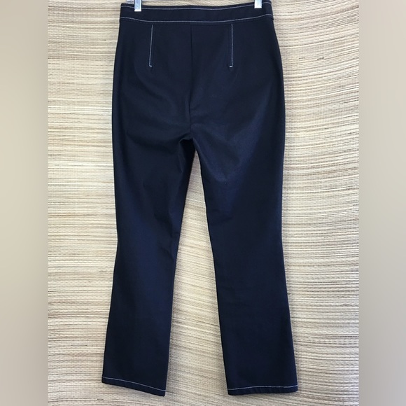 Theory Bimsa Approach Contrast Stitch Stretch Cotton Ankle Pant In Black… - Picture 5 of 11